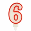 Number 6 Candle Red